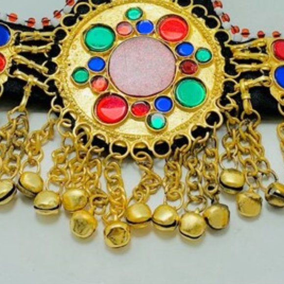 Golden Unique Matha Patti, Handmade Afghan Head Piece, Ethnic Hair Ornament,